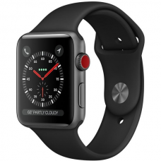 Apple Watch Series 3 38mm GPS LTE Space Gray Aluminum Case with Black Sport Band (MQJP2)