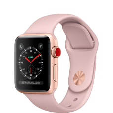 Apple Watch Series 3 38mm GPS LTE Gold Aluminum Case with Pink Sand Sport Band (MQJQ2)