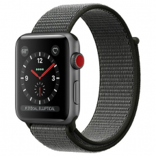 Apple Watch Series 3 38mm GPS LTE Space Gray Aluminum Case with Dark Olive Sport Loop (MQJT2)