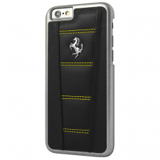 Ferrari 458 Leather Case for iPhone 6 Plus/6S Plus Black with Yellow Stitch (FE458HCP6LBLY)